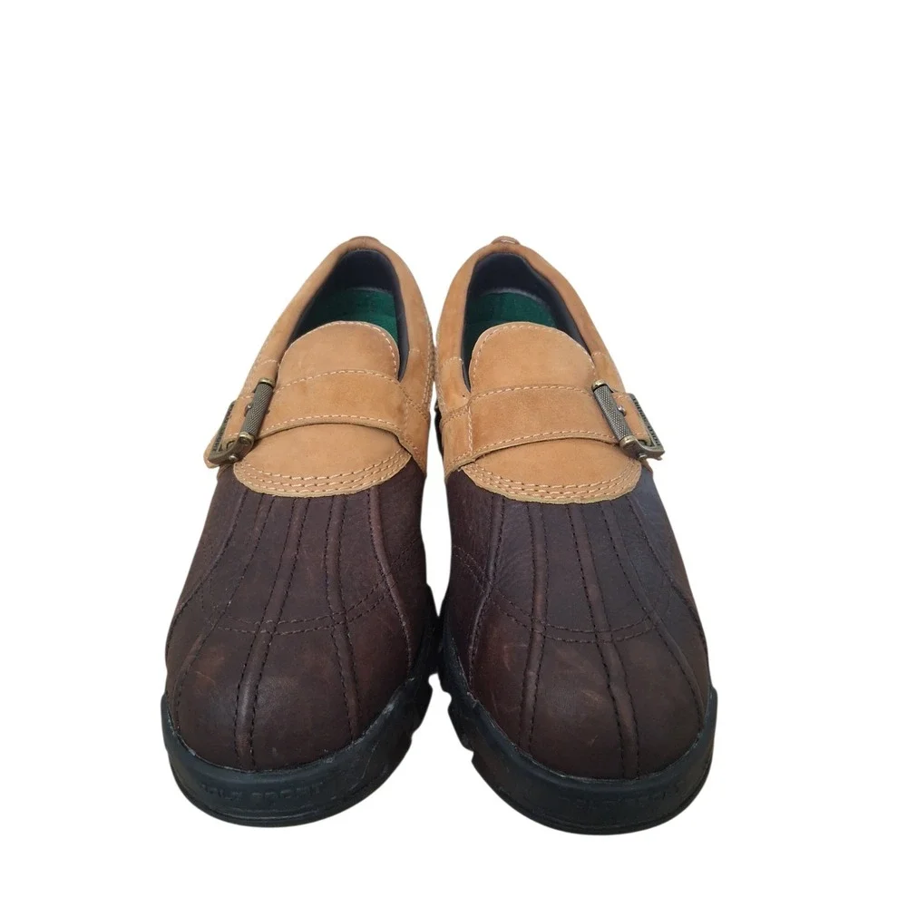 Ralph Lauren Polo Mens size‎ 9.5 Leather Chunky Lug Slip-On Comfort Preppy Shoes